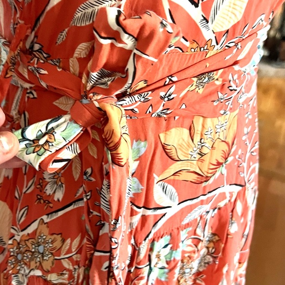 Anthro’s Jaase Boho Floral Rayon Tie Waist Midi Dress Long Sleeve Resort Size S - Picture 12 of 12